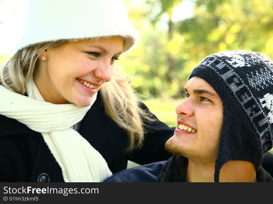 Romantic couple in love looking at each other