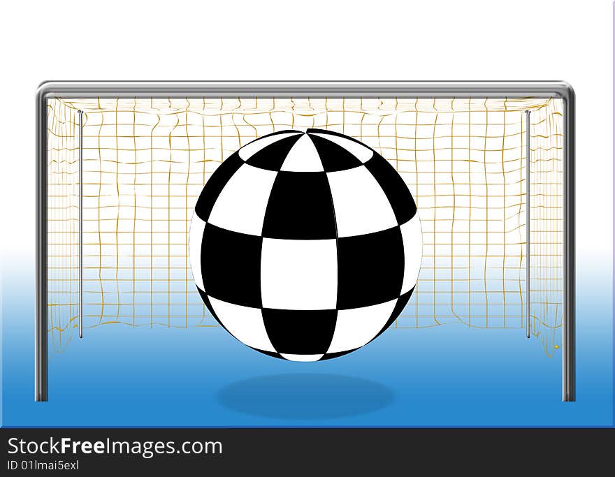 Football goaling in the goalnet in the footballcourt designed by illustration. Football goaling in the goalnet in the footballcourt designed by illustration