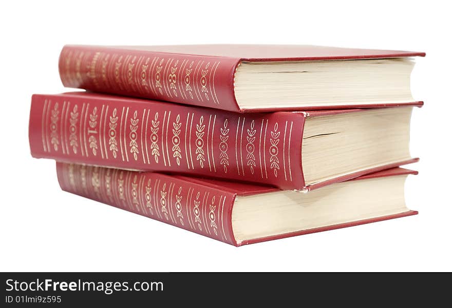 Red books isolated on white