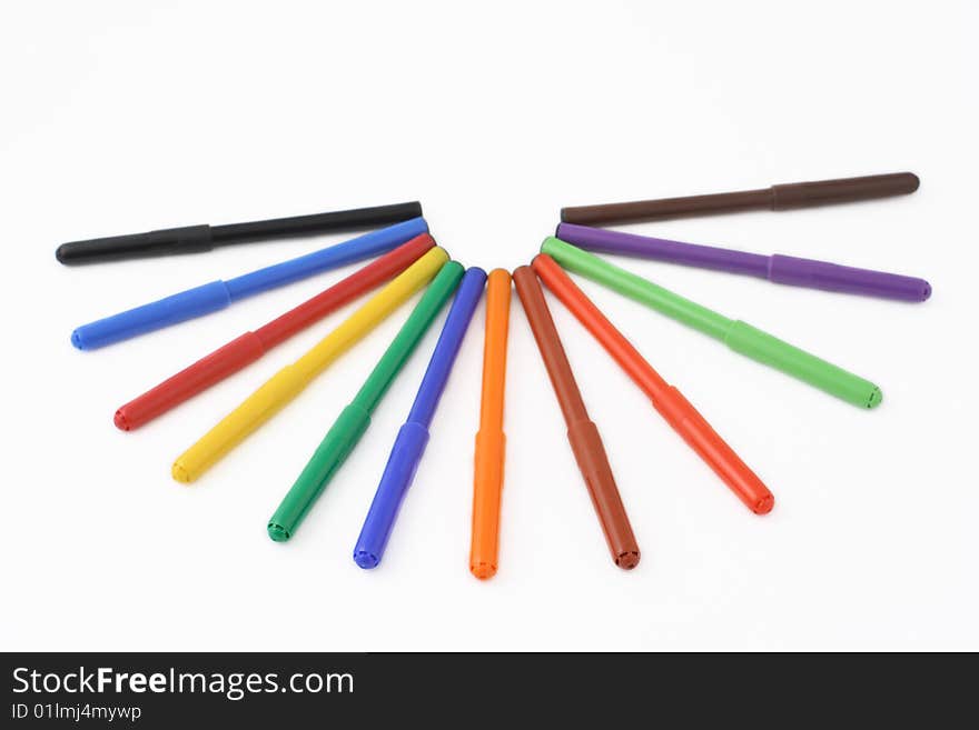 Multicolored felt tip pens