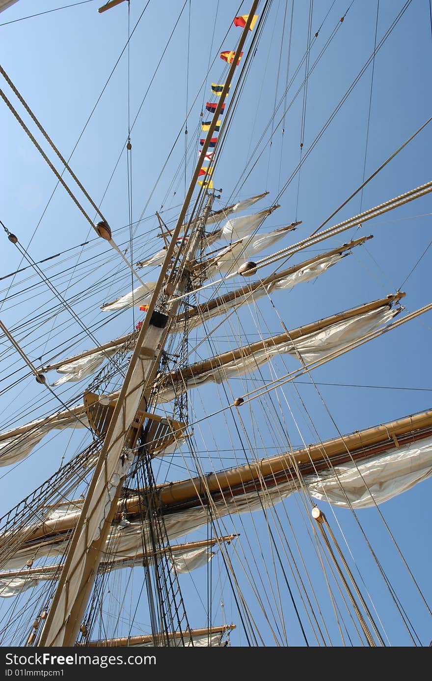 Yacht With Many Different Flags