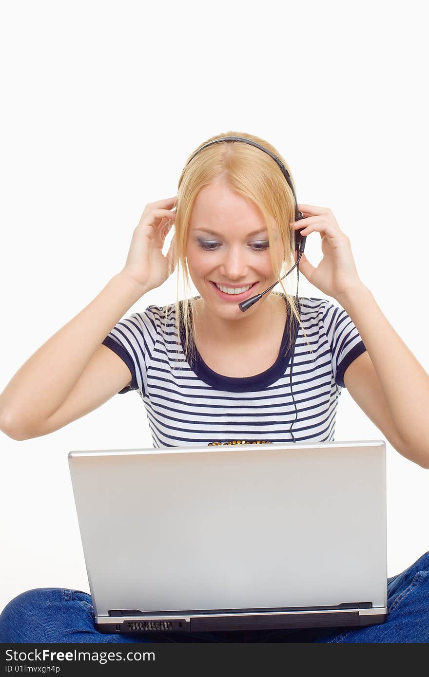 Young beautiful woman with headphones