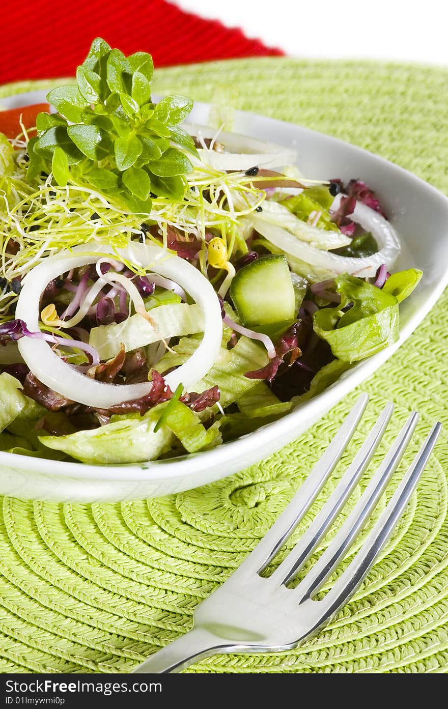 Fresh vegetables salad with colorful background