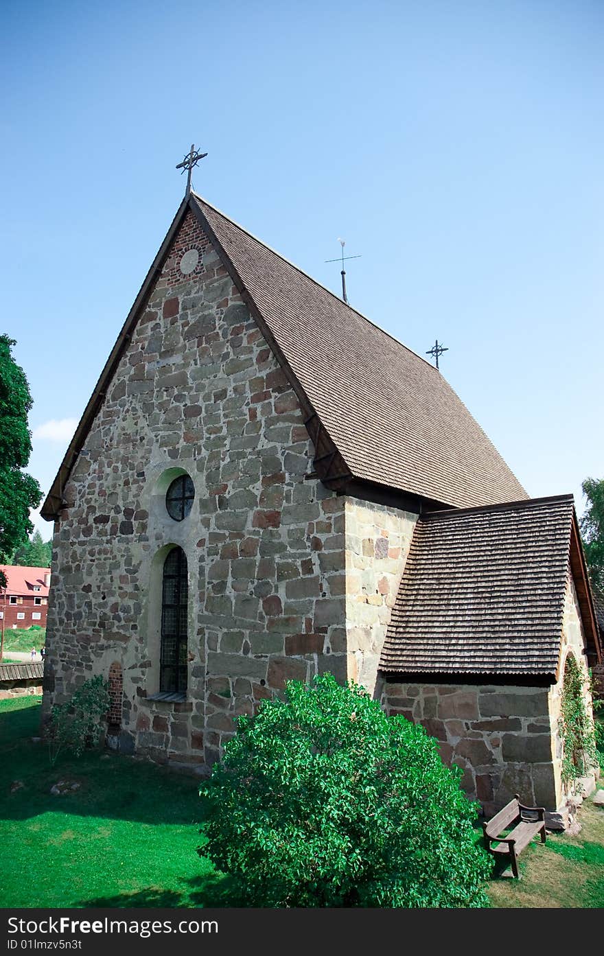 Old church with clear blue sky. Old church with clear blue sky