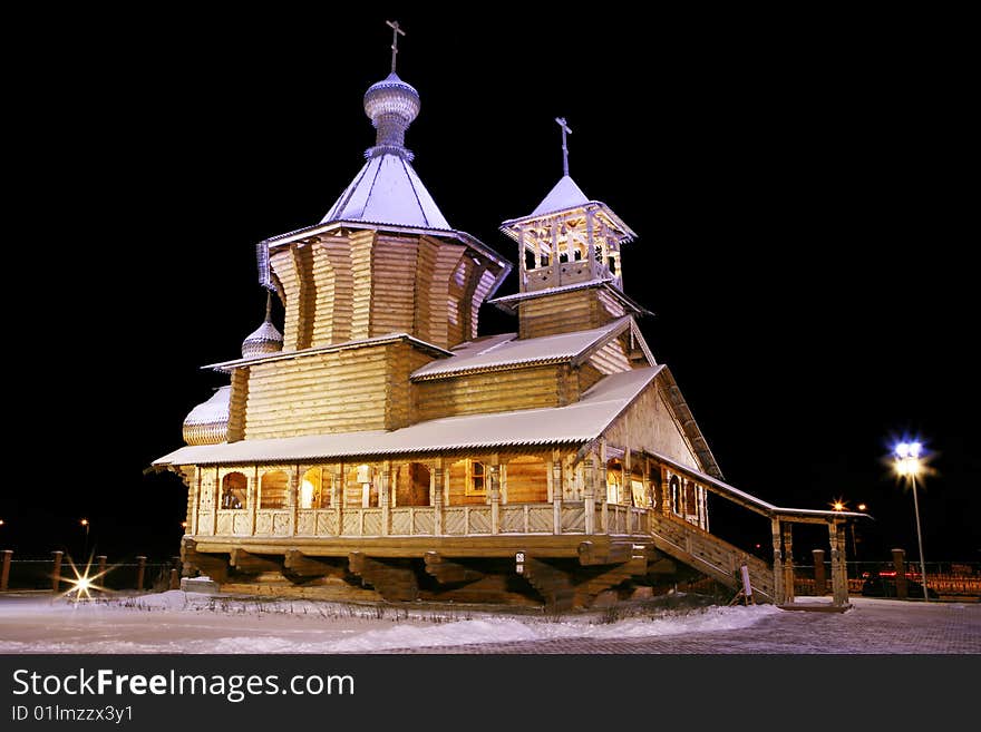 The Old-time wooden church.