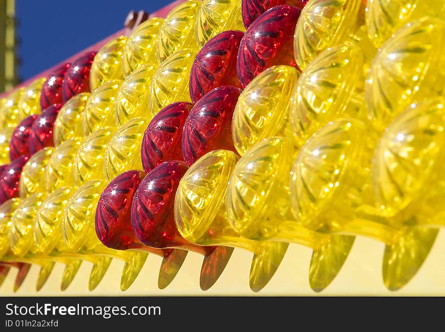 Many-coloured light bulbs on bearing