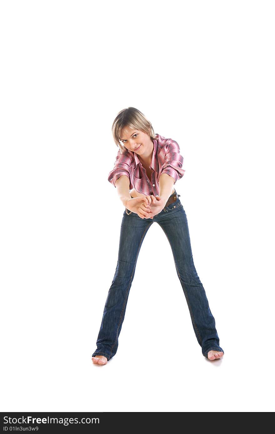 Young woman stretching