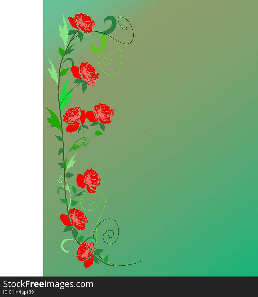 Red roses background with leaves