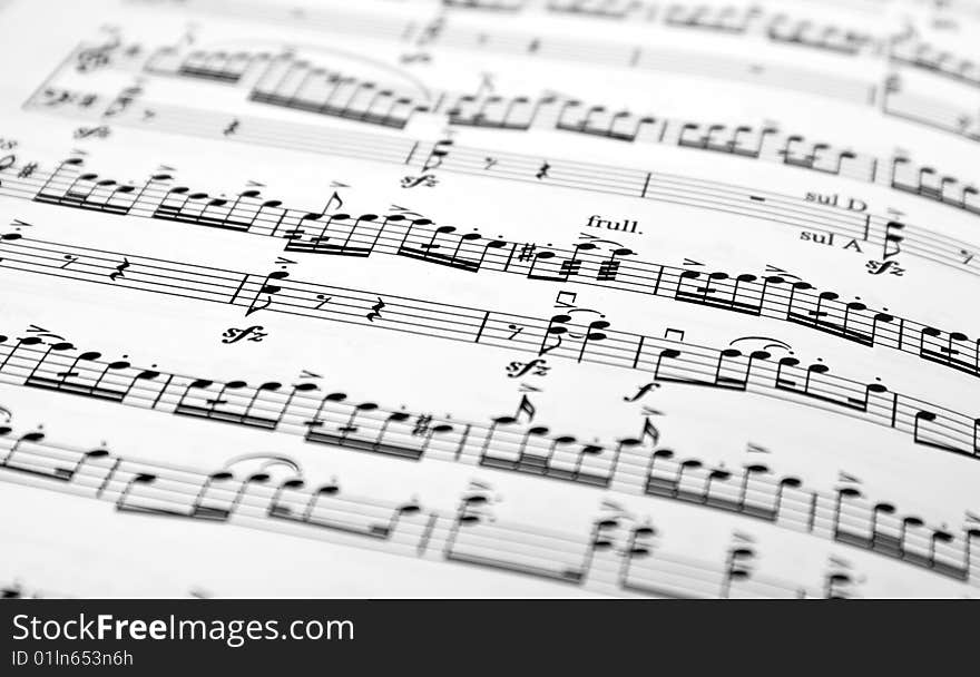 Fragment of the musical score, focus on one of rulers