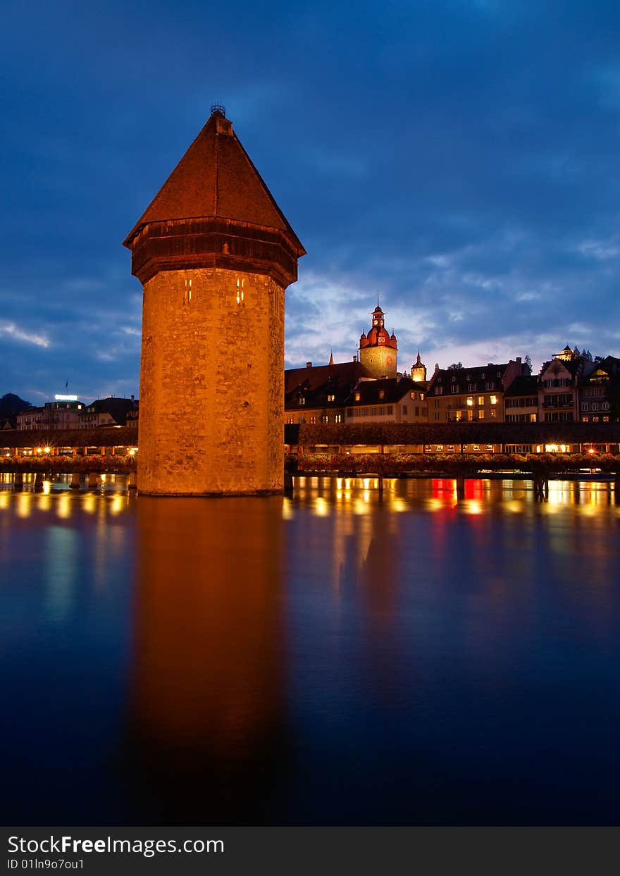 Water tower in the river, Lucerne, Switzerland