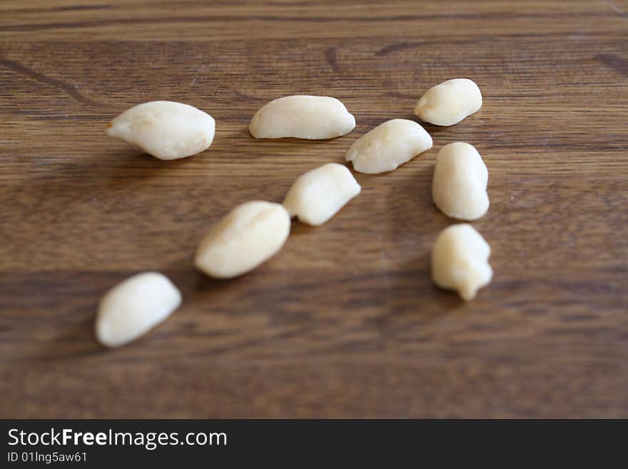 Peanuts arranged in the shape of an arrow