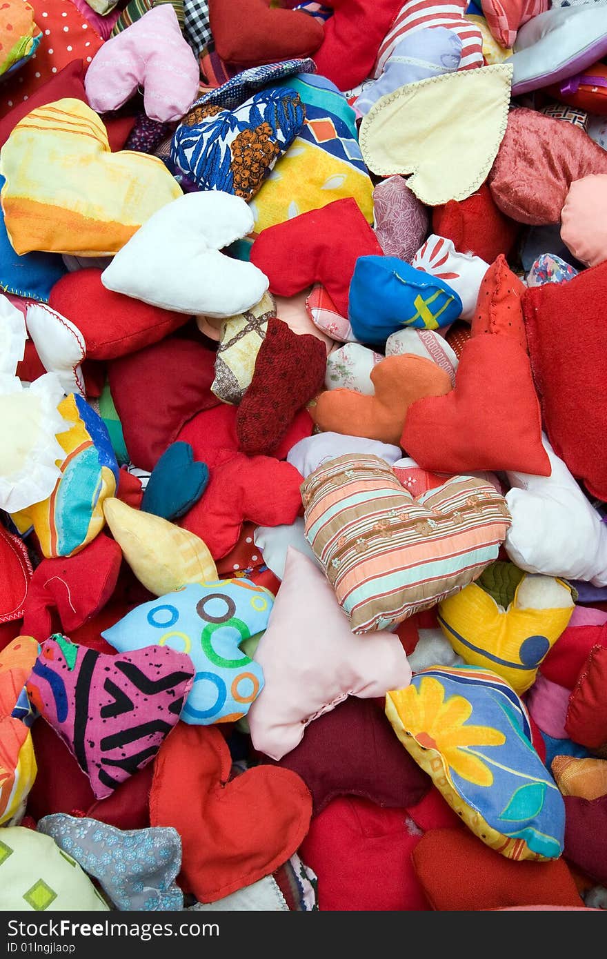 Big pile of stuffed hearts - big and tiny