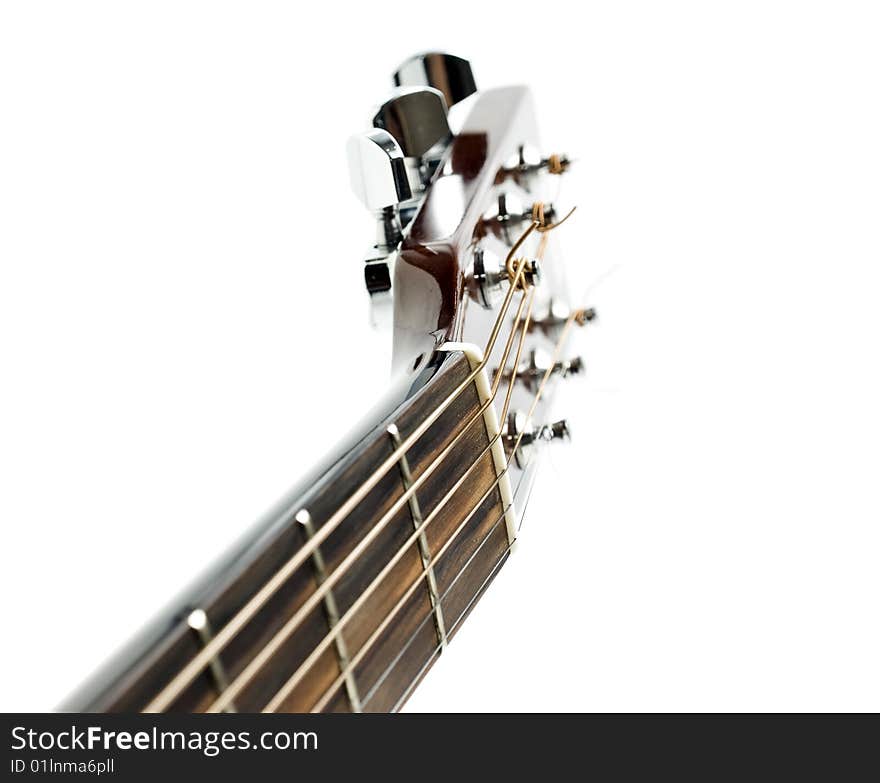 Concert acoustic guitar on white background