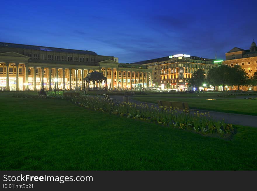 Historic Building at Schlossplatz in Stuttgart/Germany - HDR Image taken with wide-angle objective. Historic Building at Schlossplatz in Stuttgart/Germany - HDR Image taken with wide-angle objective