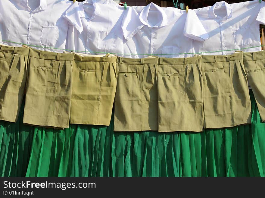 Clothes for schoolkids in a Tanzanian village on the shore of Lake Victoria. Clothes for schoolkids in a Tanzanian village on the shore of Lake Victoria