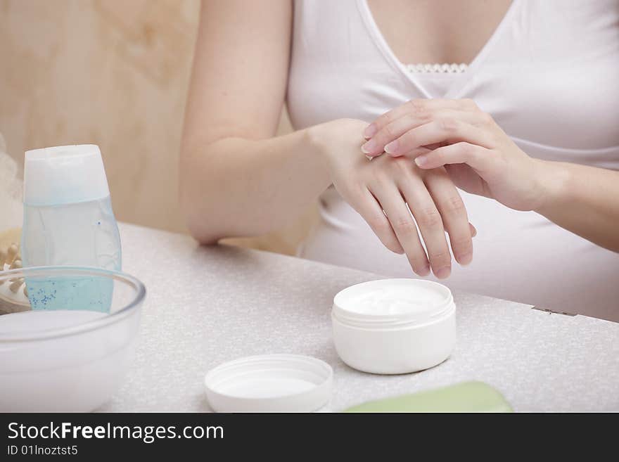 Young woman hands on spa treatment. Young woman hands on spa treatment