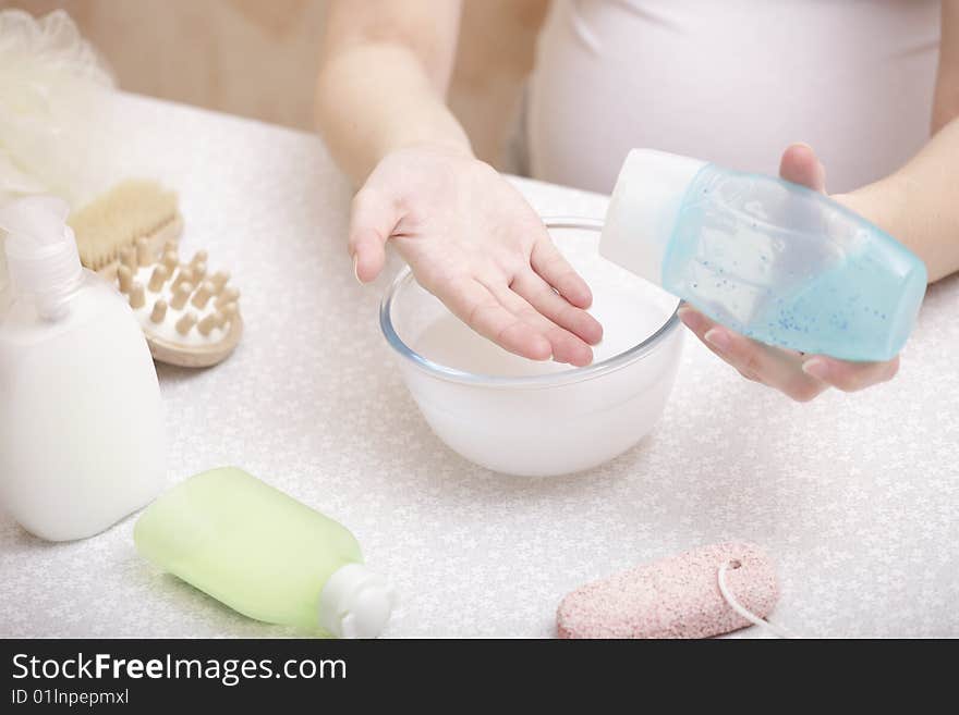 Young woman hands on spa treatment. Young woman hands on spa treatment