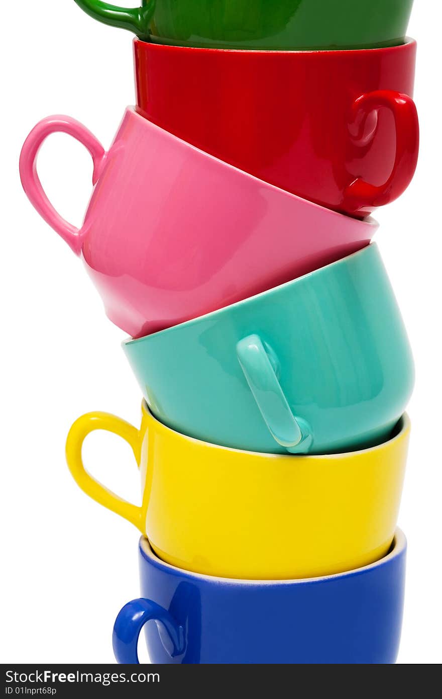 Beautiful color cups on a white background