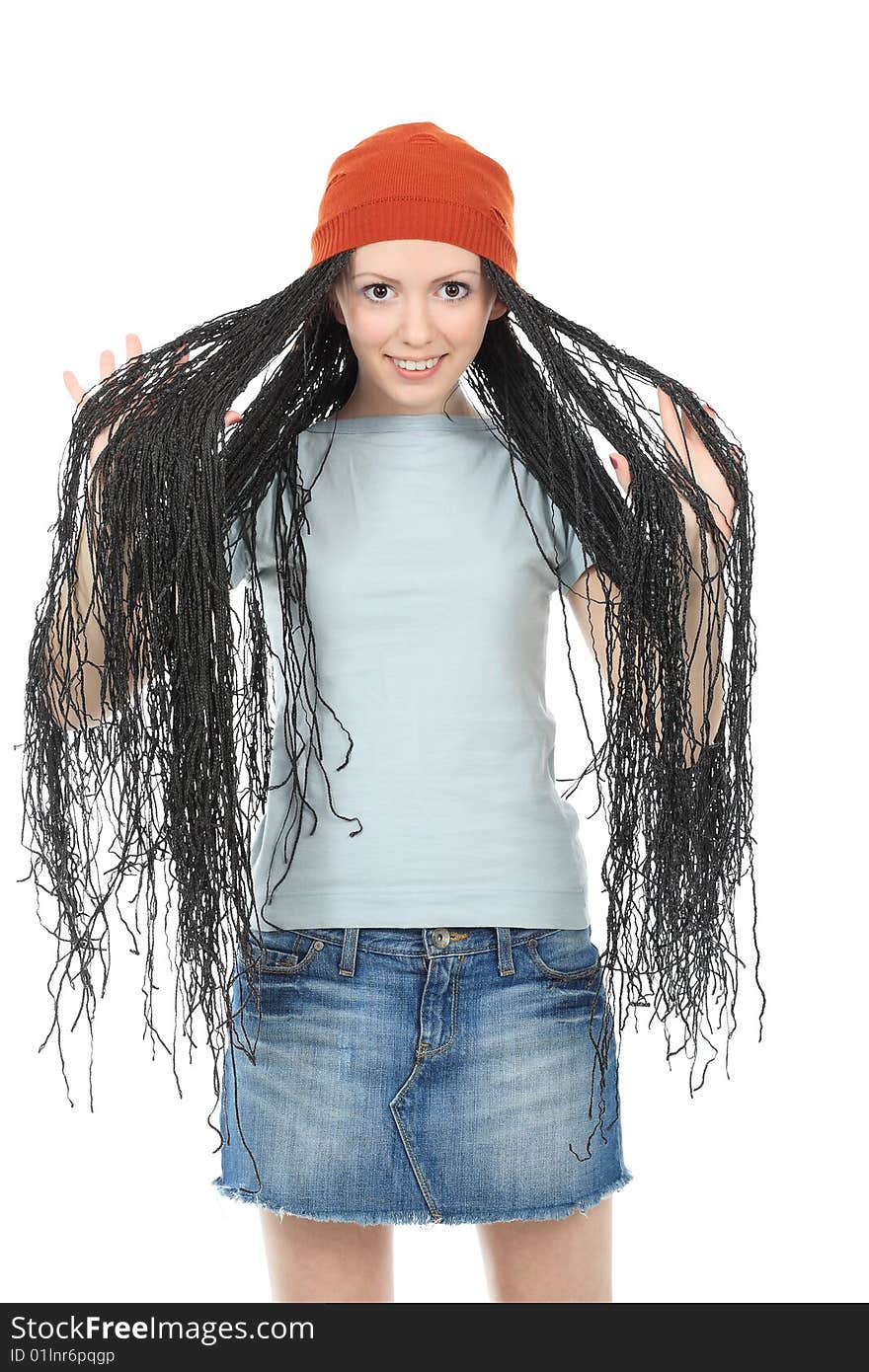 Portrait of beautiful girl with great dreadlocks. Portrait of beautiful girl with great dreadlocks.