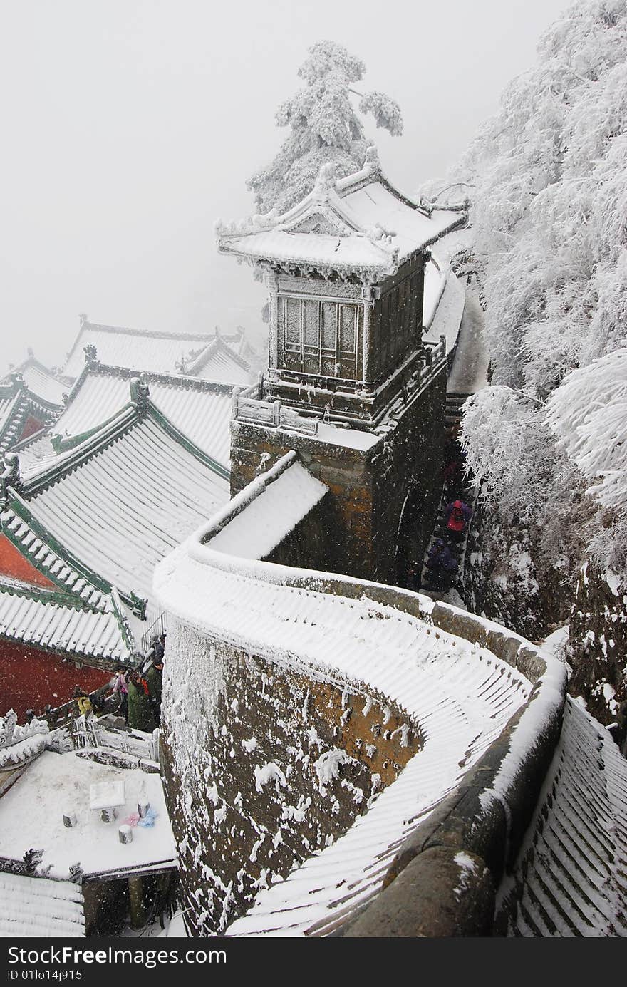 Wudangshan Mountain scenery in winter