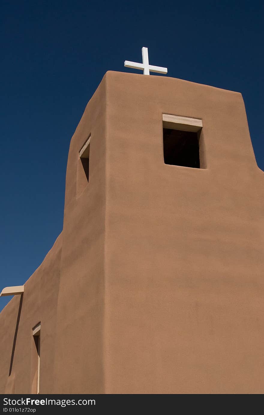 Partial view of adobe church in New Mexico. Partial view of adobe church in New Mexico