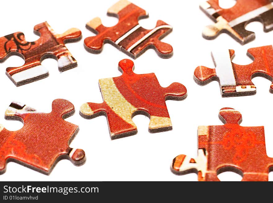 Get them together: puzzle pieces isolated on white background