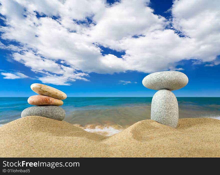 Landscape with stones on sky