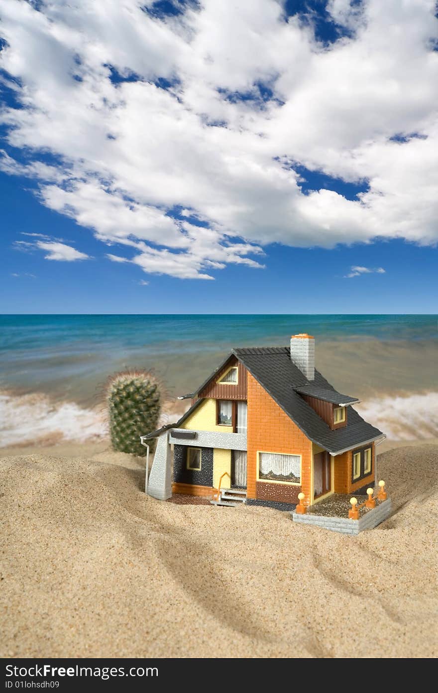 House on sand. Real estate concept