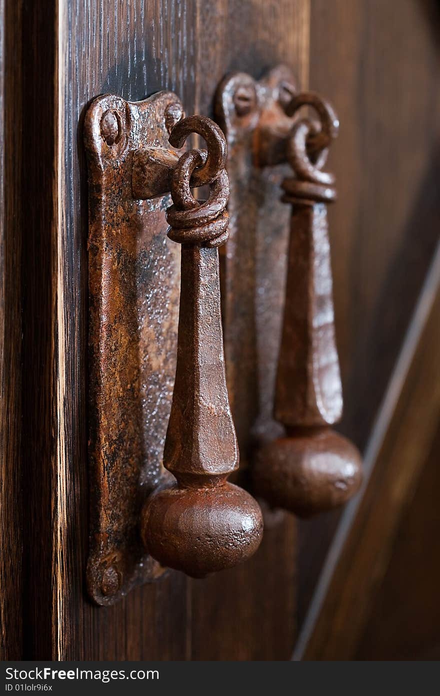 Close-up of ancient medieval doorbell