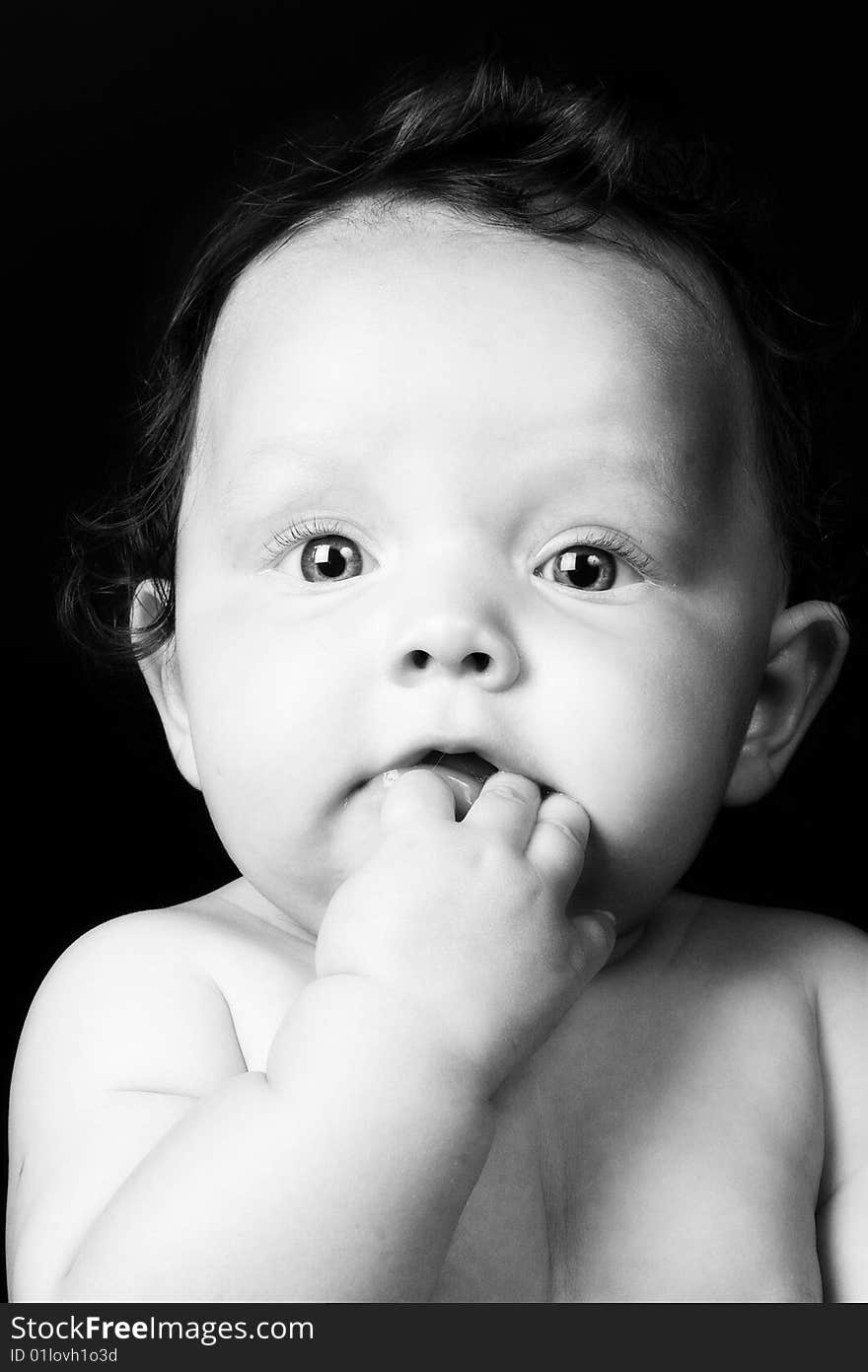 Portrait of a young brunette baby, Head & Shoulders