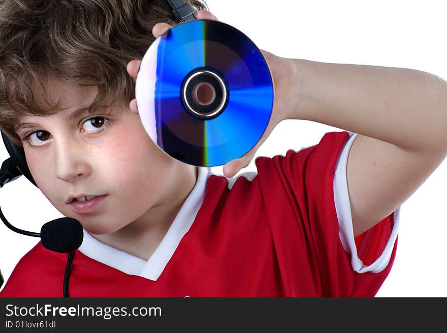 Picture of a boy listen music with headphones. Picture of a boy listen music with headphones