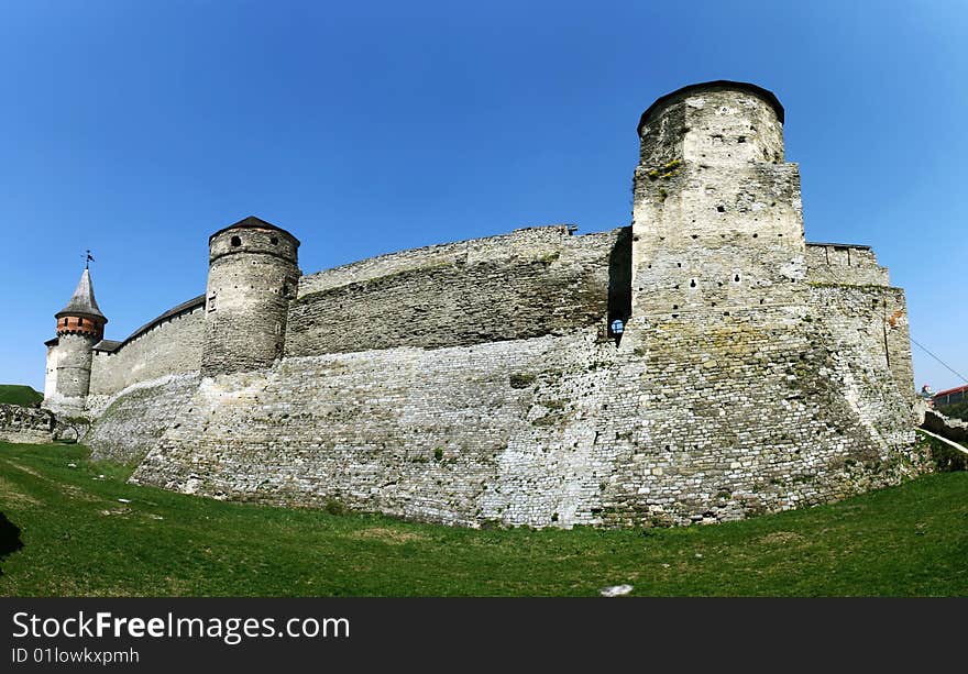 Panorama of an old fortress in Kamyanets Podolsky Ukraine