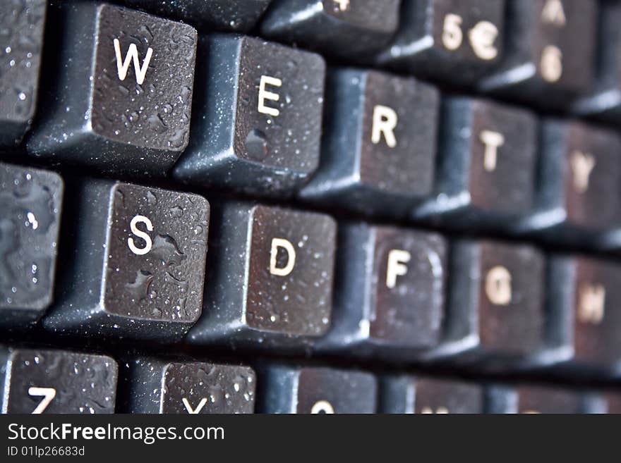 Keyboard with dew droplets