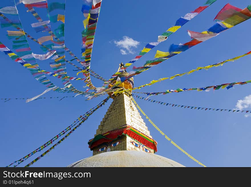 The World Heritage Swayambhunath Buddhist temple in Kathmandu Nepal. The World Heritage Swayambhunath Buddhist temple in Kathmandu Nepal