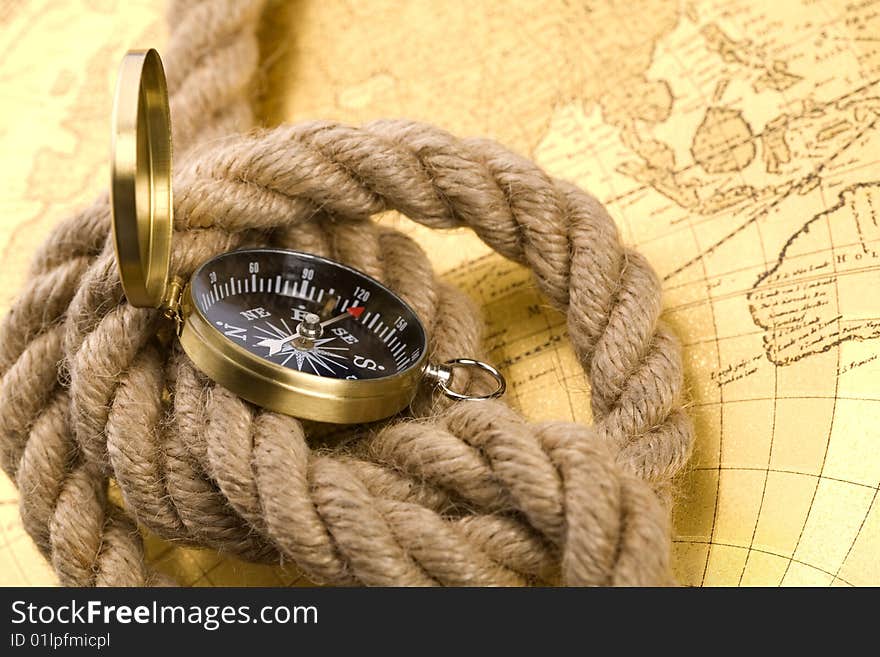 Old Compass And Rope