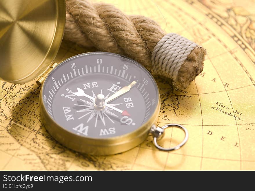 Old Compass And Rope