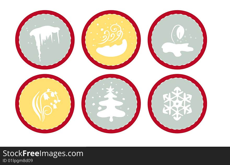 Round pictograms of a weather, different time of year. Round pictograms of a weather, different time of year