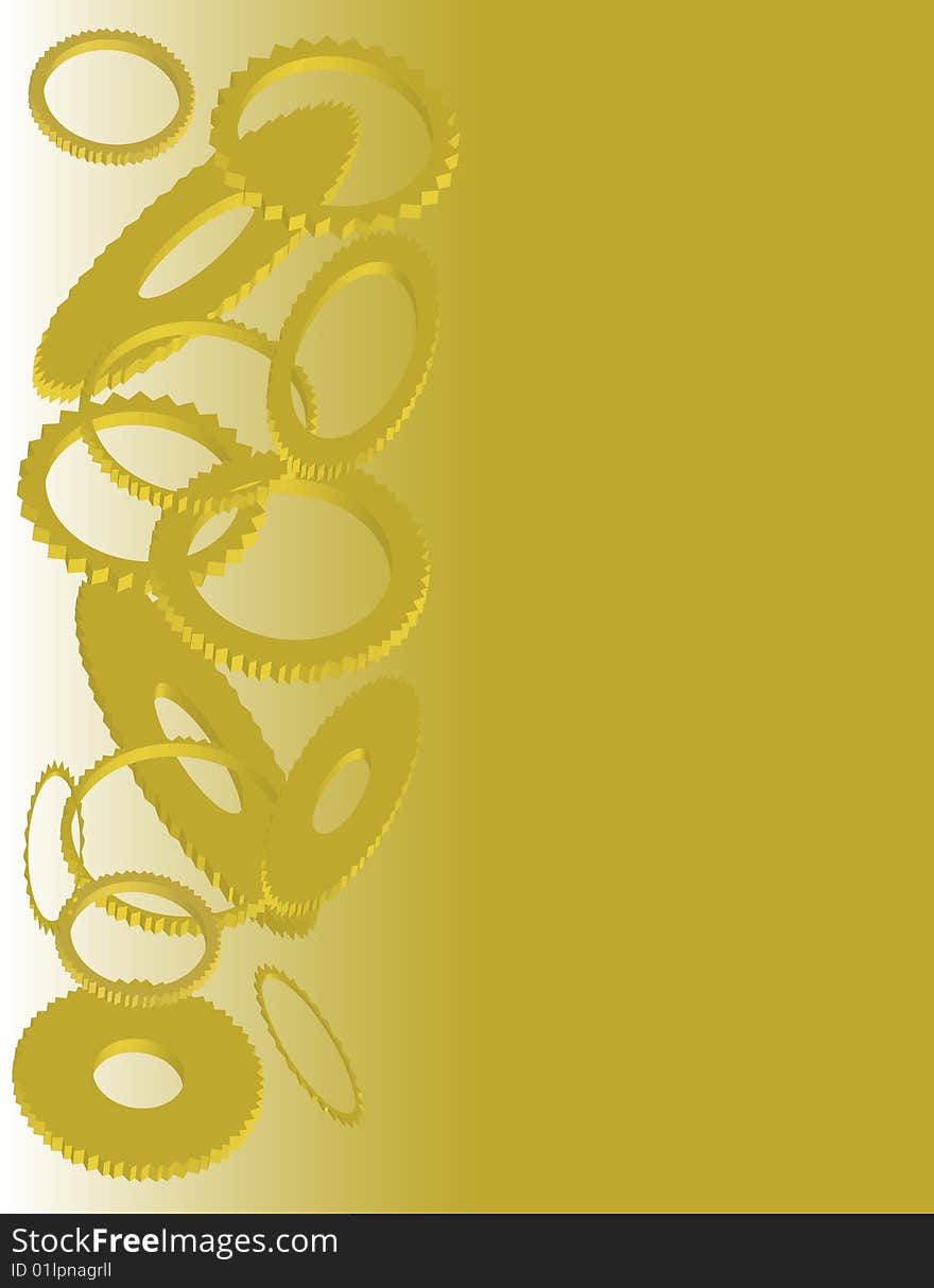 Abstract gear background.Gold and White.