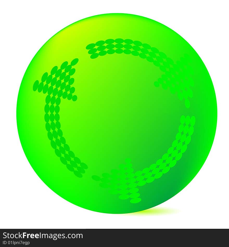 Green Recycle Globe over white.