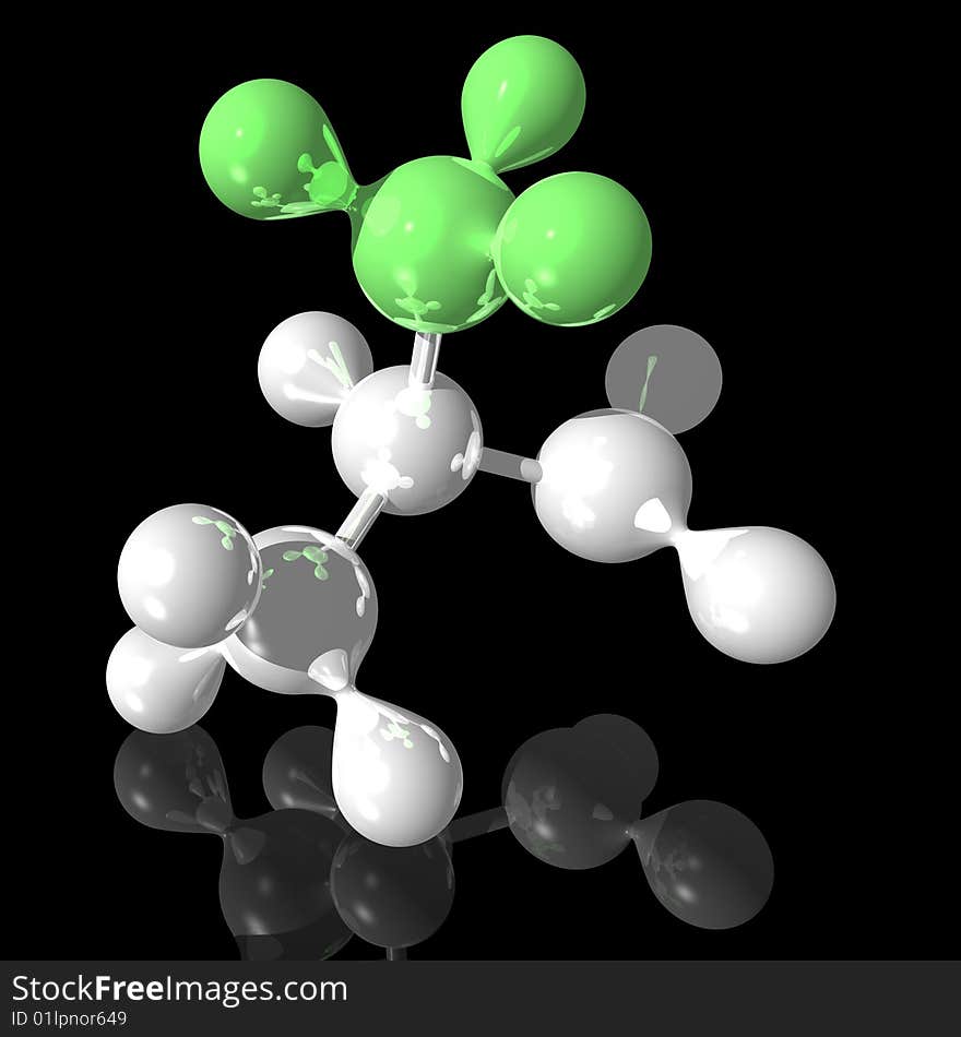 Model of a molecule from color spheres and rod. Model of a molecule from color spheres and rod