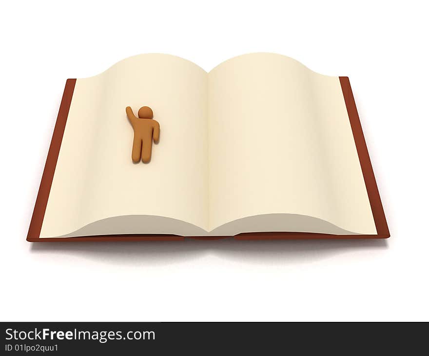 Blank pages book with brown cover and a character. Blank pages book with brown cover and a character