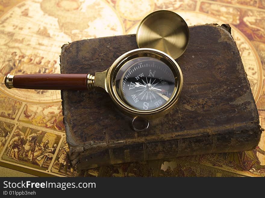 Old Compass And Book