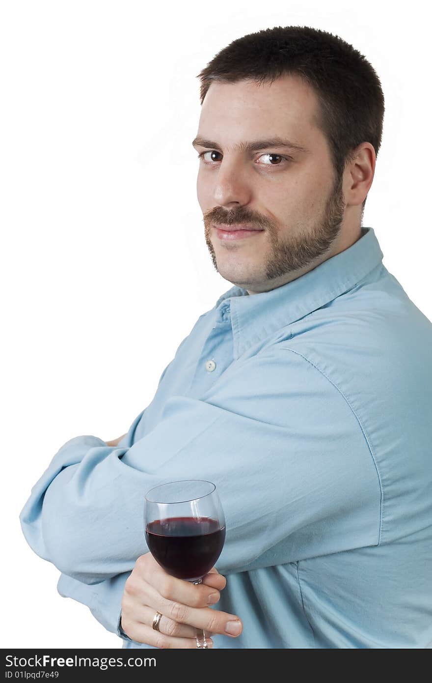 Young Man With Glass Of Red Wine