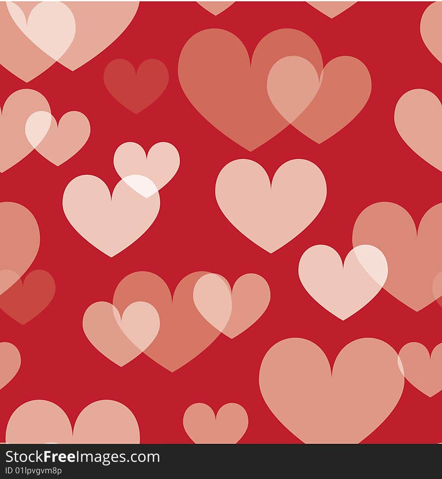 Seamless valentine pattern with transparent hearts