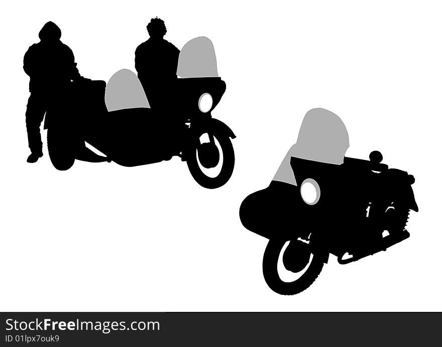 Vector image of motocyclists. Silhouette on white background. Saved in the eps to Illustrator 8. Vector image of motocyclists. Silhouette on white background. Saved in the eps to Illustrator 8.