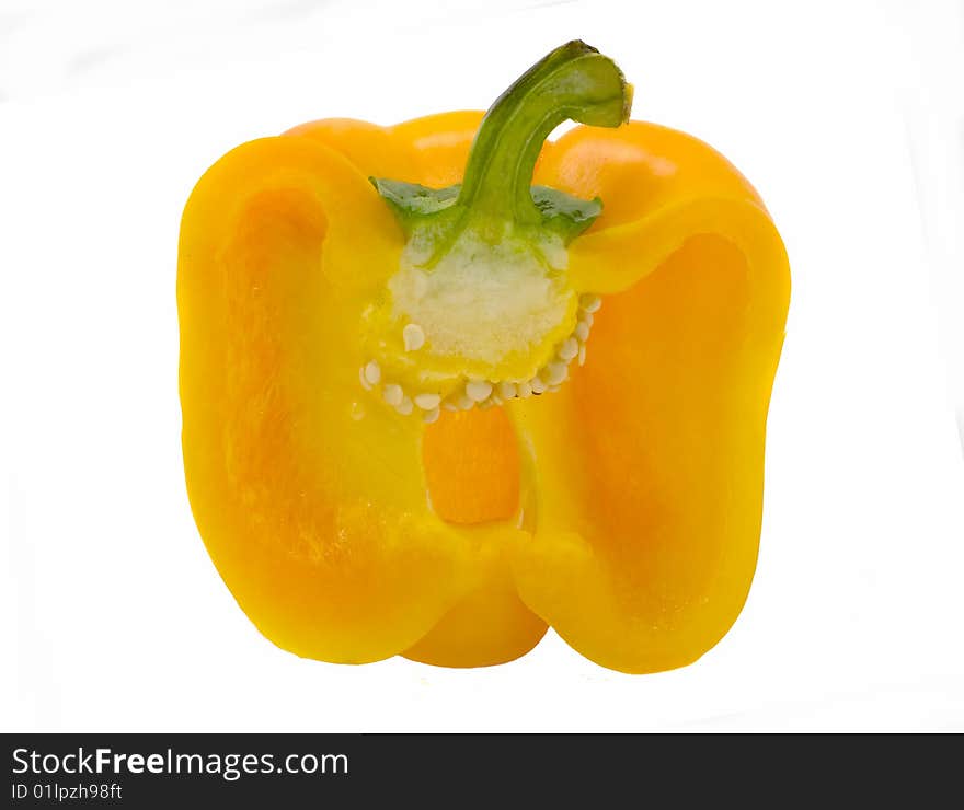 Half of pepper  isolated on a white background