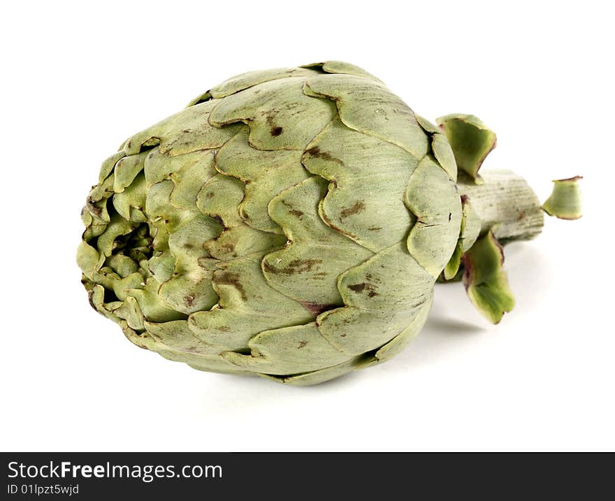 Artichoke seen face on a white background. Artichoke seen face on a white background