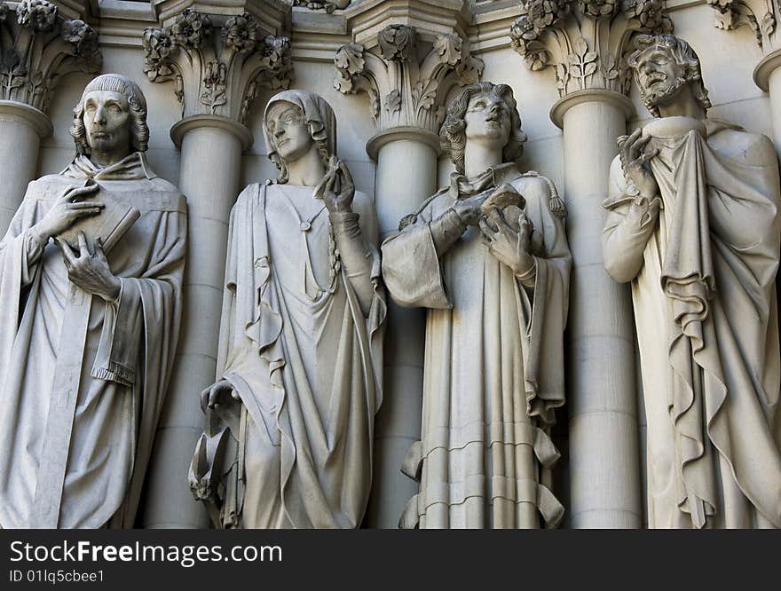 Detail of the exterior of the Cathedral Church of Saint John the Divine in New York city, USA. Detail of the exterior of the Cathedral Church of Saint John the Divine in New York city, USA.