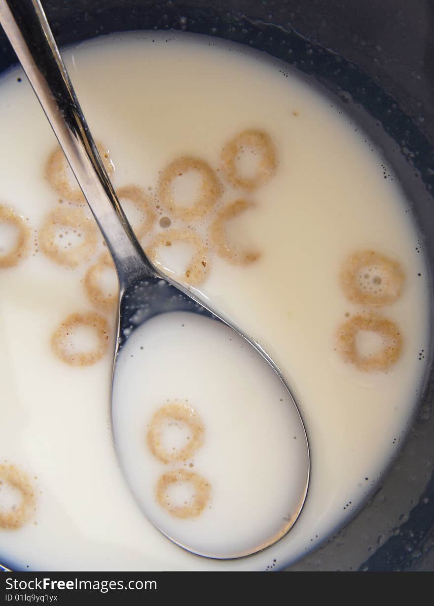 Oat Cereal Swimming In Milk