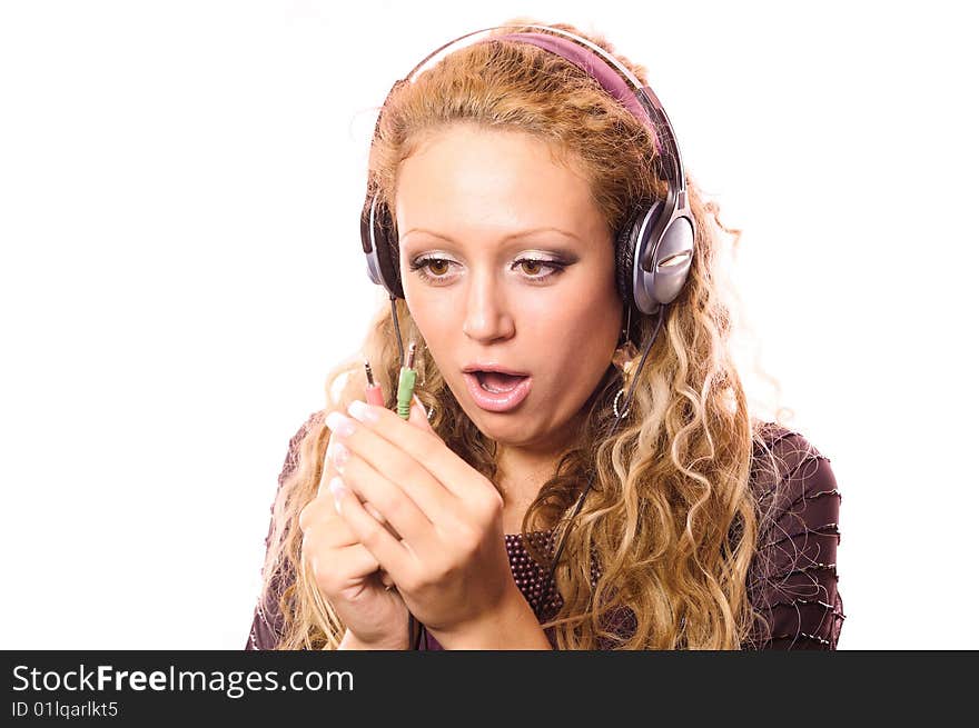 The Girl Admires With New Ear-phones